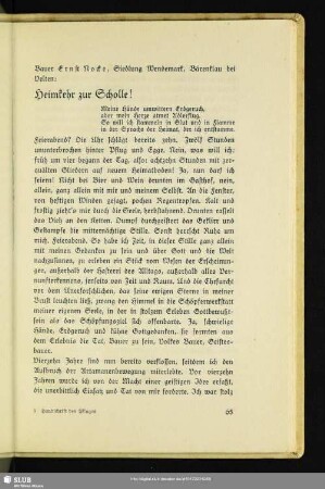 Heimkehr zur Scholle!