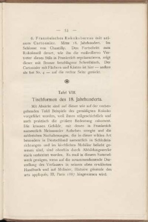 Tafel VIII. Tischformen des 18. Jahrhunderts.