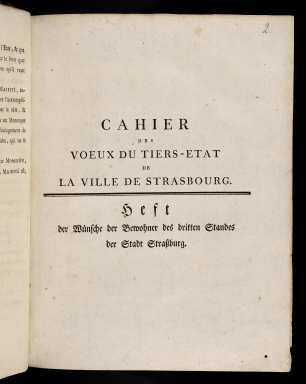1-41, Cahier Des Voeux Du Tiers-Etat De La Ville ...