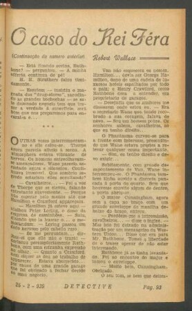 O caso do rei Féra : (Continuação do numero anterior). [Romance]. (Continúa no proximo numero)