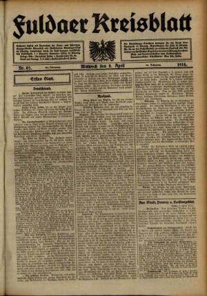 Ausgabe vom Mittwoch, den 08. April 1914.
