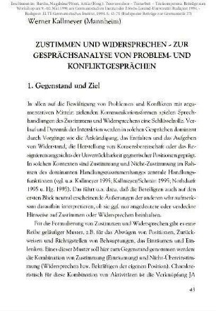 Zustimmen und Widersprechen. Zur Gesprächsanalyse von Problem- und Konfliktgesprächen