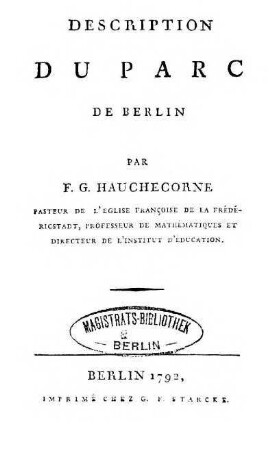 Description du Parc de Berlin