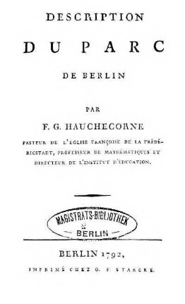 Description du Parc de Berlin
