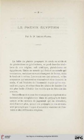 2.Ser. 4.1883: Le Phénix égyptien