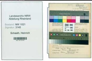 Entnazifizierung Heinrich Schaath , geb. 12.06.1889 (Schneidermeister)