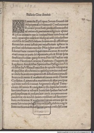 Bulla in Cena domini "Consueverunt Romani pontifices" : Rom, 1499. 03.28.