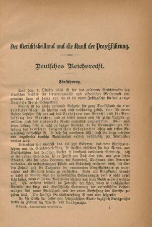 Deutsches Reichsrecht. Einführung.