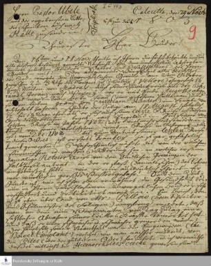 Brief von Karl Wilhelm Päzold an Johann Christian Christoph Ubele.