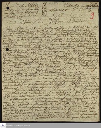 Brief von Karl Wilhelm Päzold an Johann Christian Christoph Ubele.