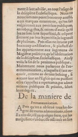 De la maniere de l'excommunication.