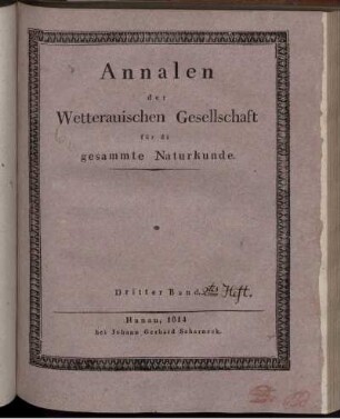 Dritter Band 2tes Heft.