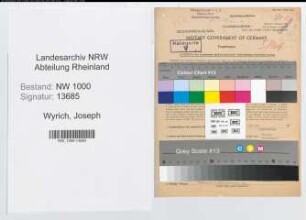Entnazifizierung Joseph Wyrich, geb. 28.06.1896 (Postangest.)