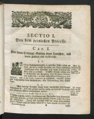 Sectio I. Von dem peinlichen Processe.