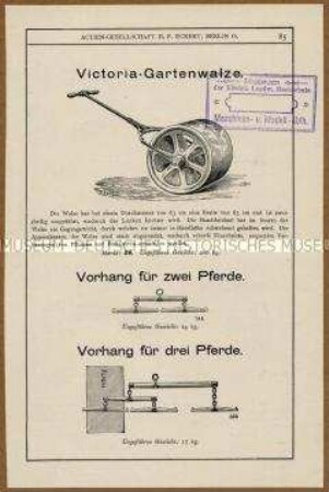 Victoria-Gartenwalze, Vorhänge für zwei und für drei Pferde