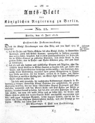 No. 22, 15. Juli 1818