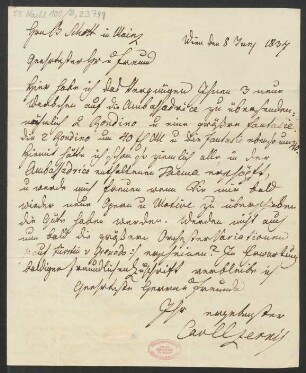 Brief an B. Schott's Söhne : 08.06.1837