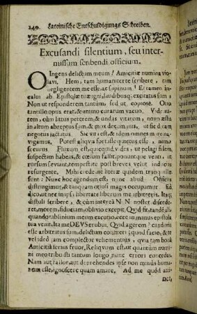 Excusandi silentium, seu intermissum scribendi officium.