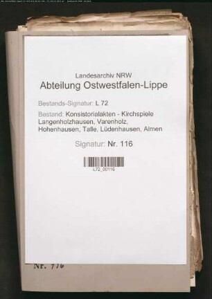 Kircheneinkünfte (v.a. Forderungen, Klagen, Restanten)