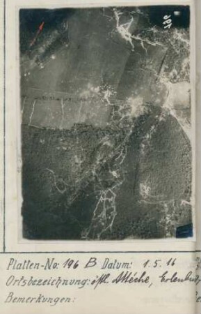 Foto der Stellungen östlich des Attéche-Walds um "Erlenbusch" nordöstlich von Montigny (Luftbild)