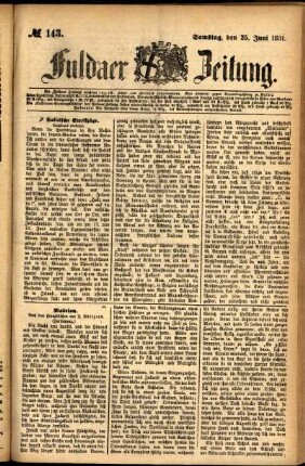 Ausgabe vom Samstag, den 25. Juni 1881.