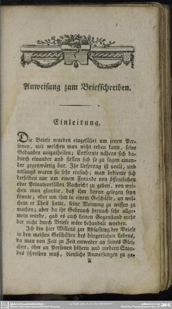 Anweisung zum Briefschreiben. Einleitung