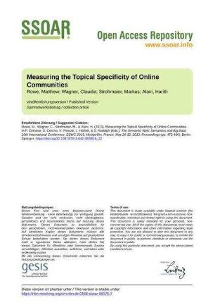 Measuring the Topical Specificity of Online Communities
