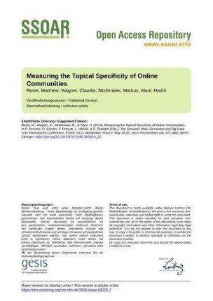 Measuring the Topical Specificity of Online Communities