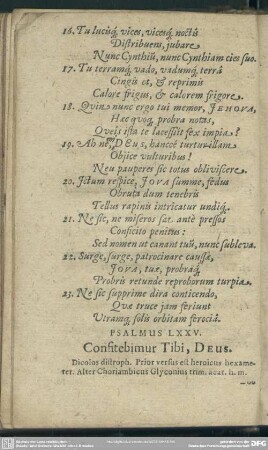 Psalmus LXXV. Consitebimur Tibi, Deus