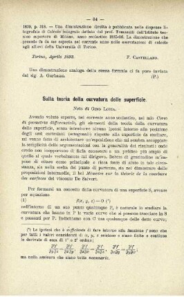 Sulla teoria della curvatura delle superficie.