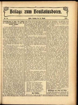 Zweite Ausgabe vom Sonntag, den 23. August 1908.