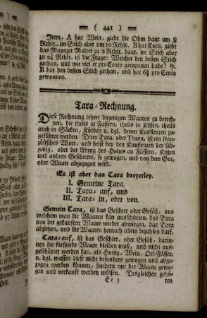Tara-Rechnung