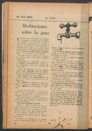 Meditaciones sobre la gota : En fila india