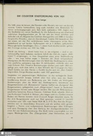 Die Colditzer Stadtordnung Von 1431