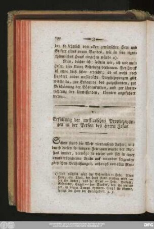 V. Erfüllung der messiaschen Prophezeyungen in der Person des Herrn Jesus.