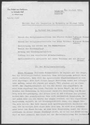 Weinsberg: Inspektionsbericht 1950