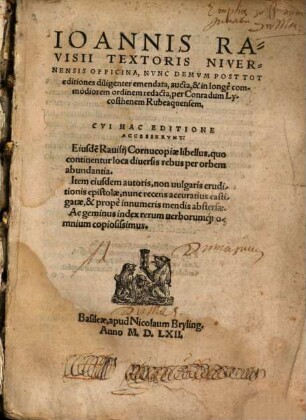 Joannis Ravisii Textoris Nivernensis Officina