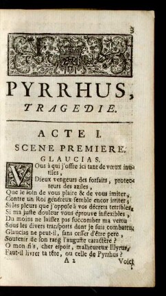 Pyrrhus, Tragedie.
