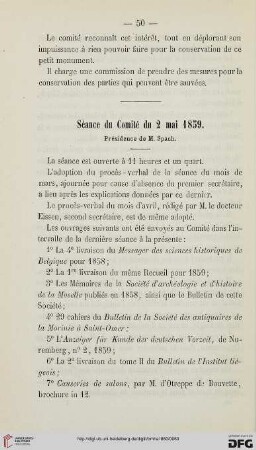 Séance du Comité du 2 mai 1859