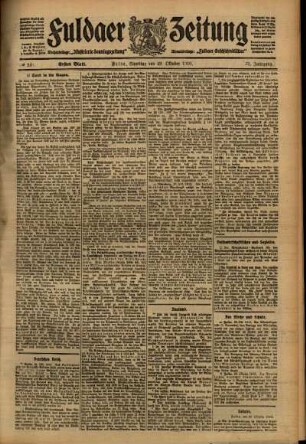 Erste Ausgabe vom Samstag, den 29. Oktober 1910.