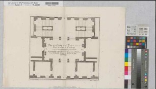 Ludwigsburg (Ludwigsburg) Baupläne des Schlosses 11. Grundriß der Stiegen und des Vestibüls im Corps du Logis 1727 o.M. 32 x 35 Druck: Jer. Wolff