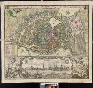 Hamburgum, celeberrima libera Imperii et Hanseatica civitas ac opulentissimum Emporium, circa Ostium Albis ad Mare Septentr.