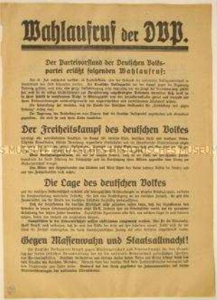 Programmatischer Wahlaufruf der Deutschen Volkspartei zu den Reichstagswahlen 1932