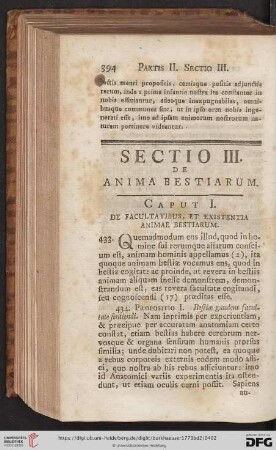 Sectio III: De anima bestiarum