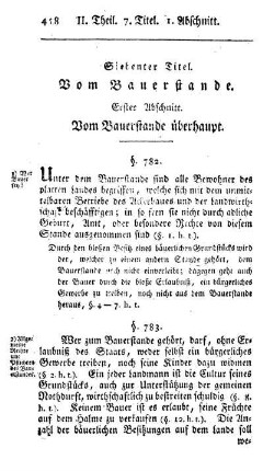 Siebenter Titel. Vom Bauerstande.