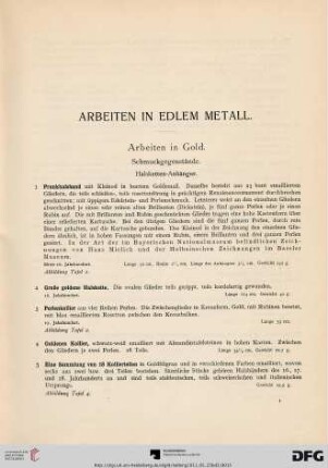 Arbeiten in edlem Metall (Nr. 1-344)