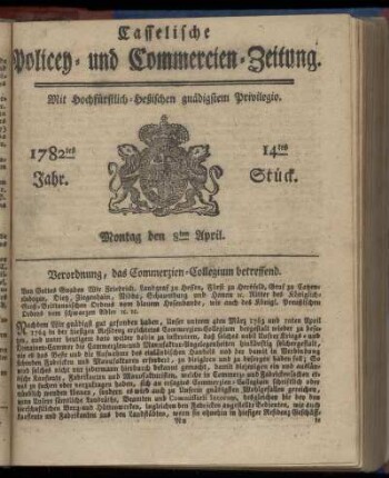 14tes Stueck, Montag den 8ten April. 1782