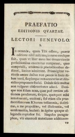 Praefatio Editionis Quartae