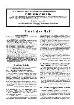 Vermeidung der Bezeichnung "Arbeitsmarkt" : [Amtliche Erlasse] ; [Amtlicher Teil]