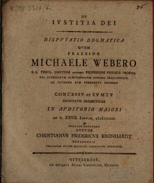 De Ivstitia Dei : Dispvtatio Dogmatica